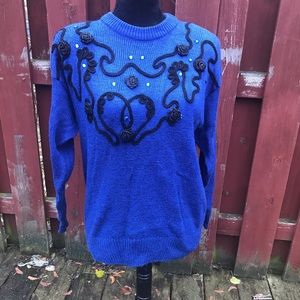 Vintage 80’s Blue and Black Sweater